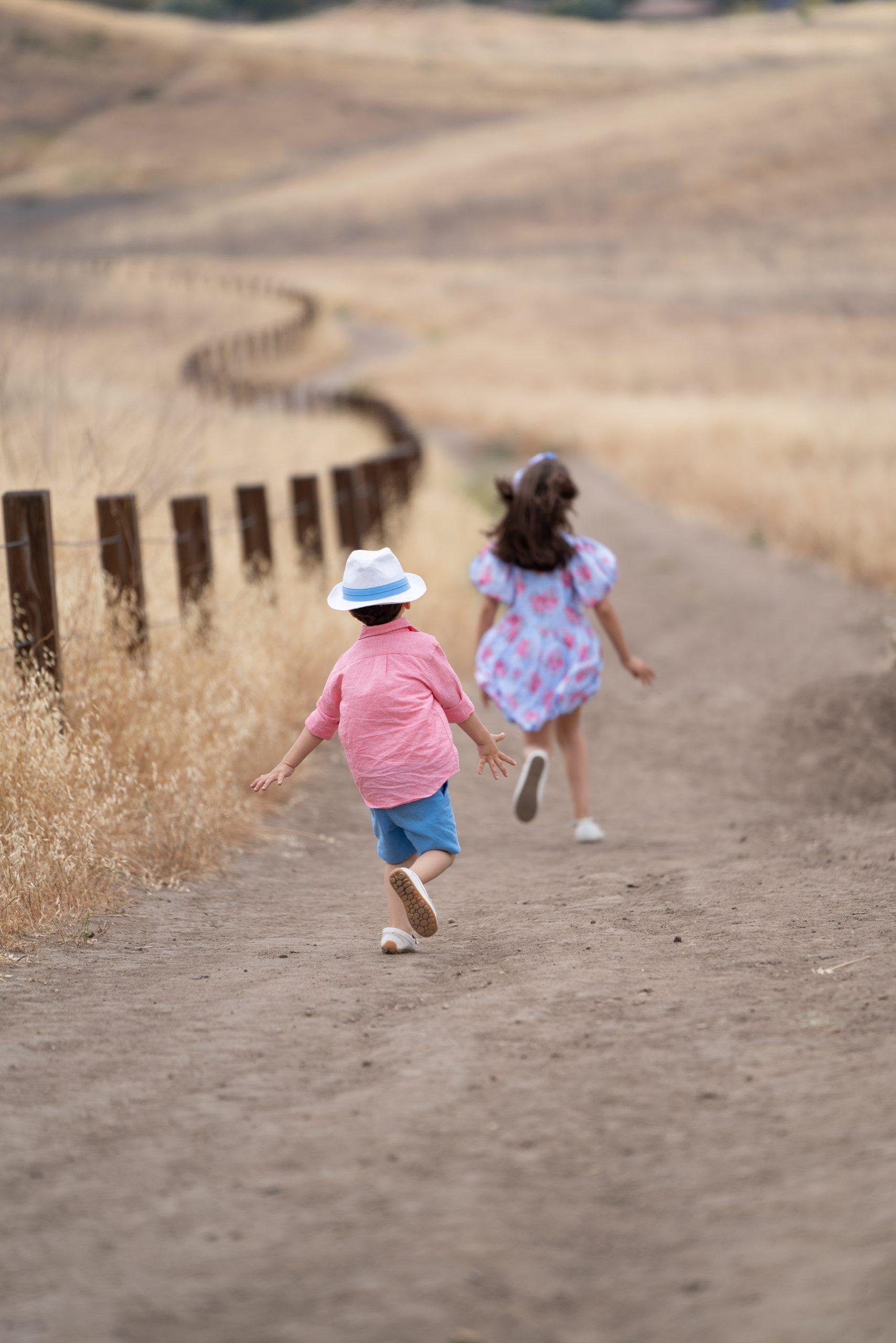 Family walking together during an outdoor portrait session