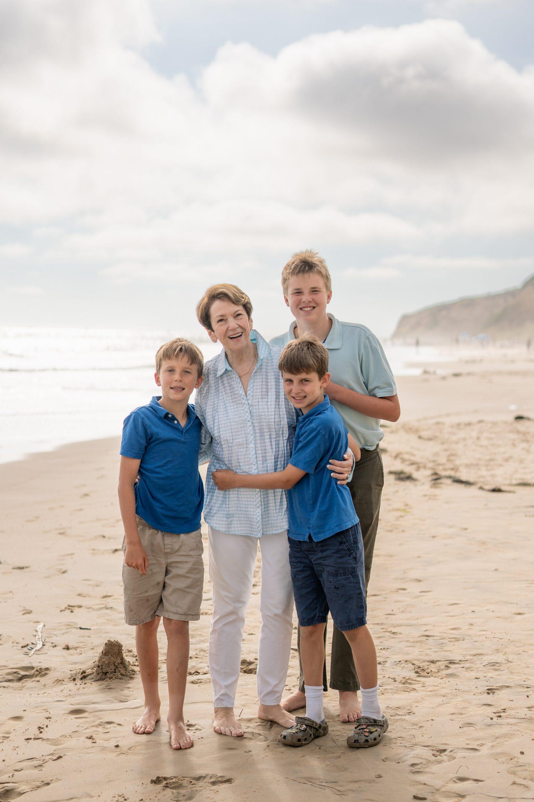 Family posed together in soft natural light