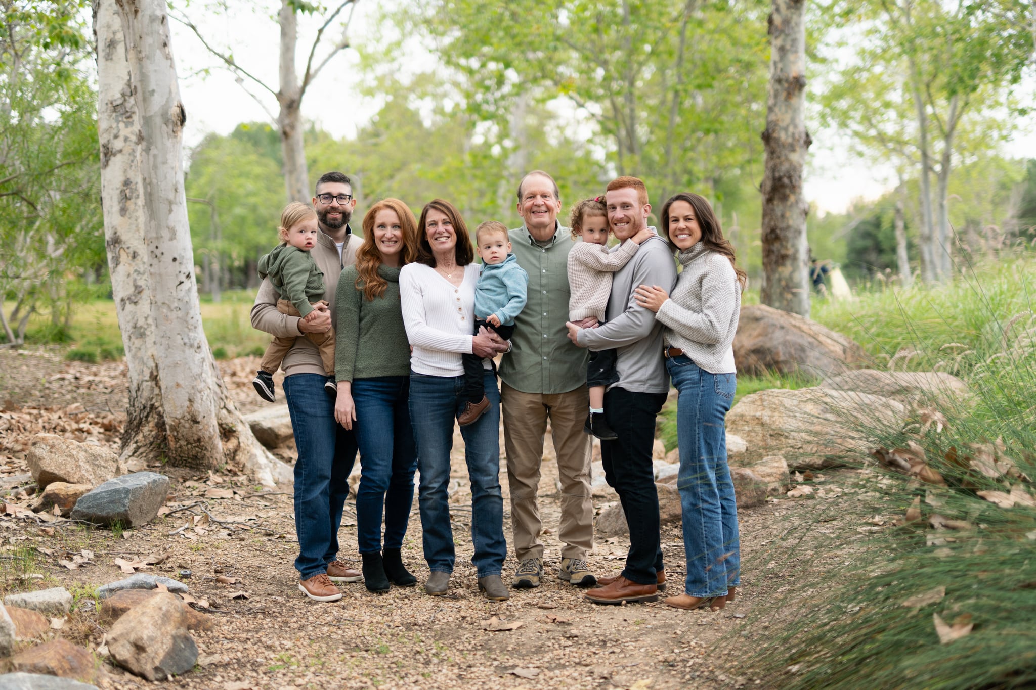 Extended family portrait at Jeffrey Open Space Trail in Irvine