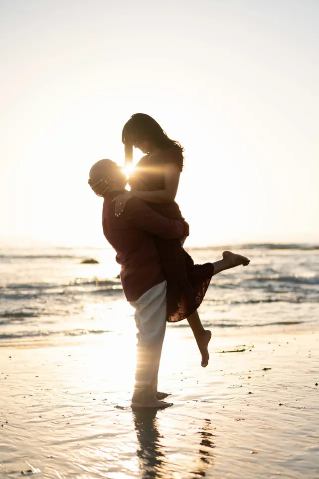 Couple photographed at the beach in Orange County
